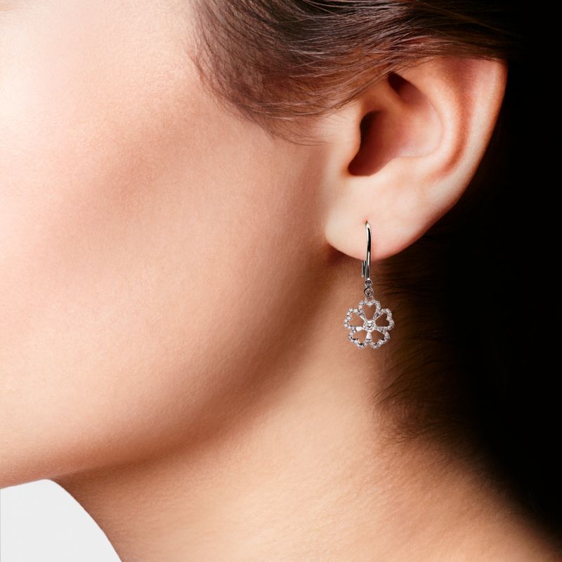 Twin Dangly Flowers Diamond Earrings image