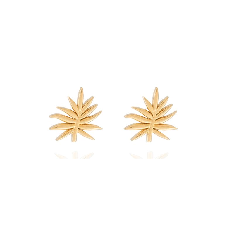 18K Gold Vermeil Palm Leaf Studs image