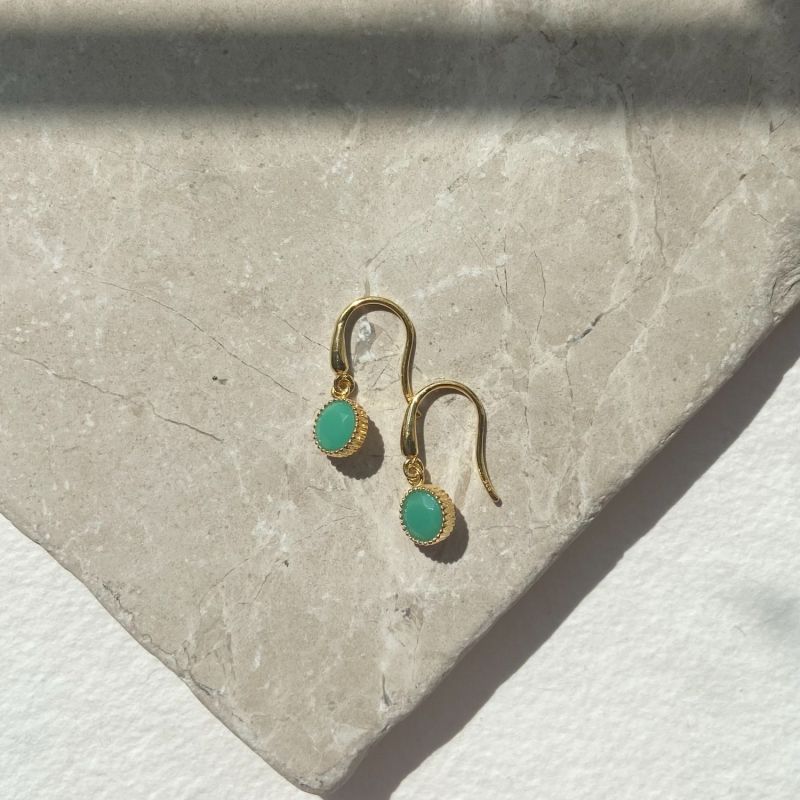 Barcelona May Birthstone Hook Earrings Chyrsoprase image