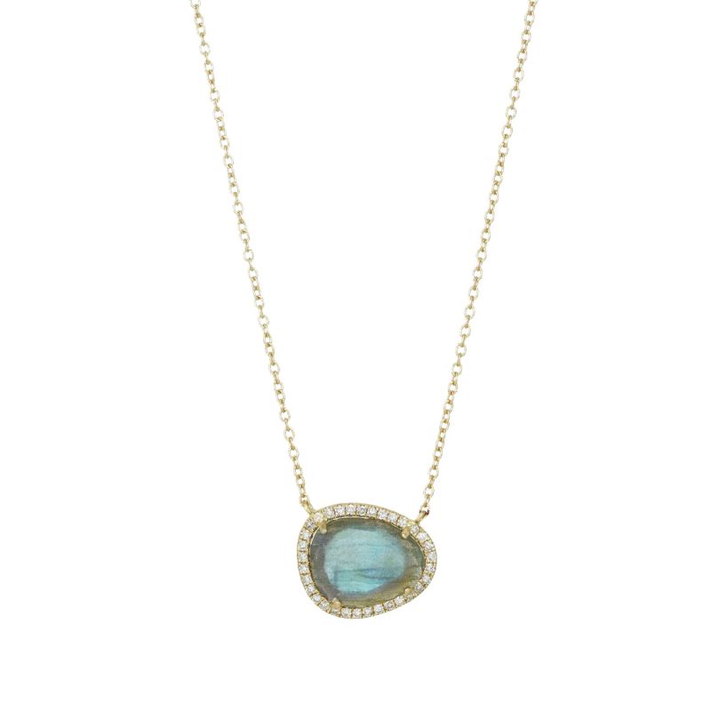 Labradorite Pebble Necklace With Diamonds image