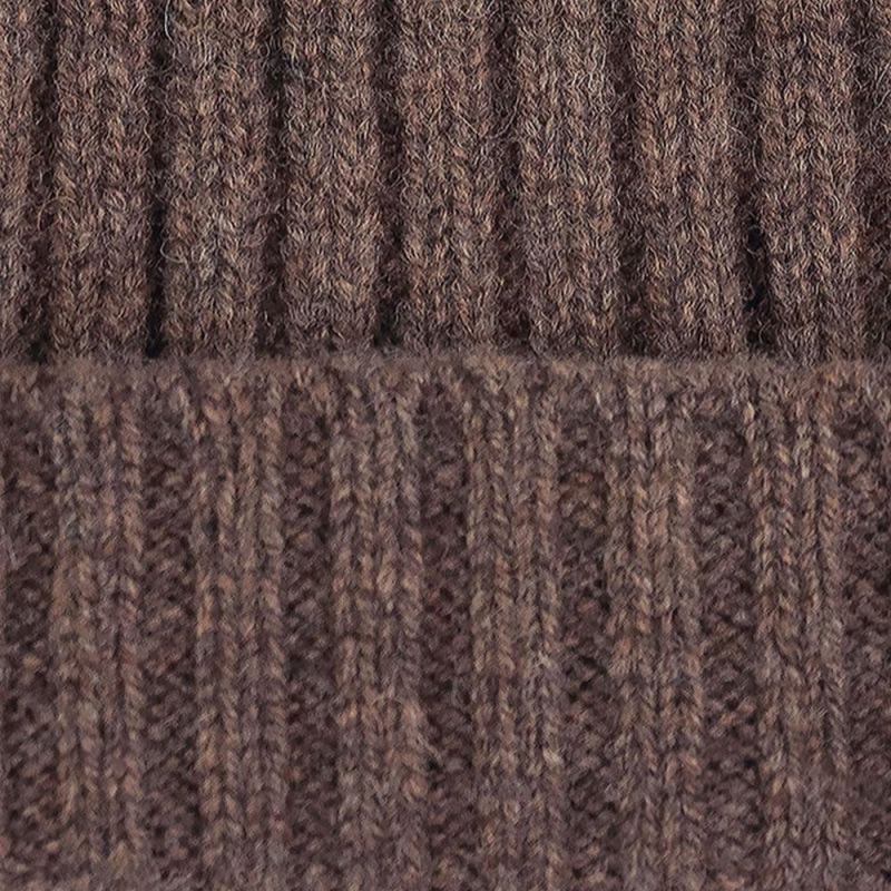 Unisex Lambswool Ribbed Beanie - Tobacco image