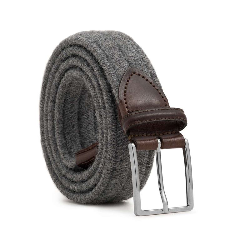 Elastic Braided Wool Belt Grey Giovanni image