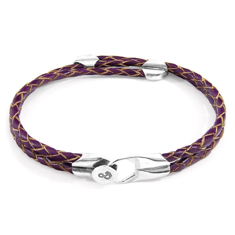 Deep Purple Conway Silver & Braided Leather Bracelet image