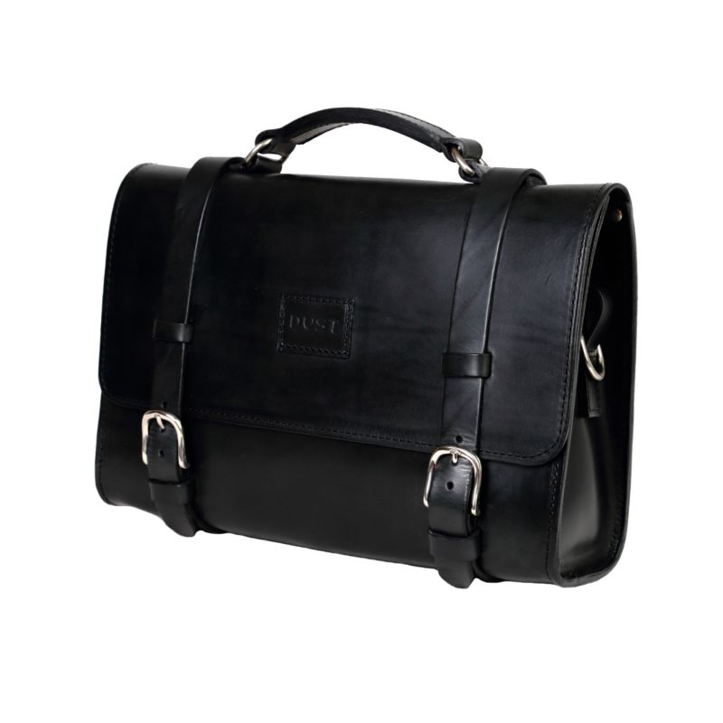 Leather Briefcase In Cuoio Black image