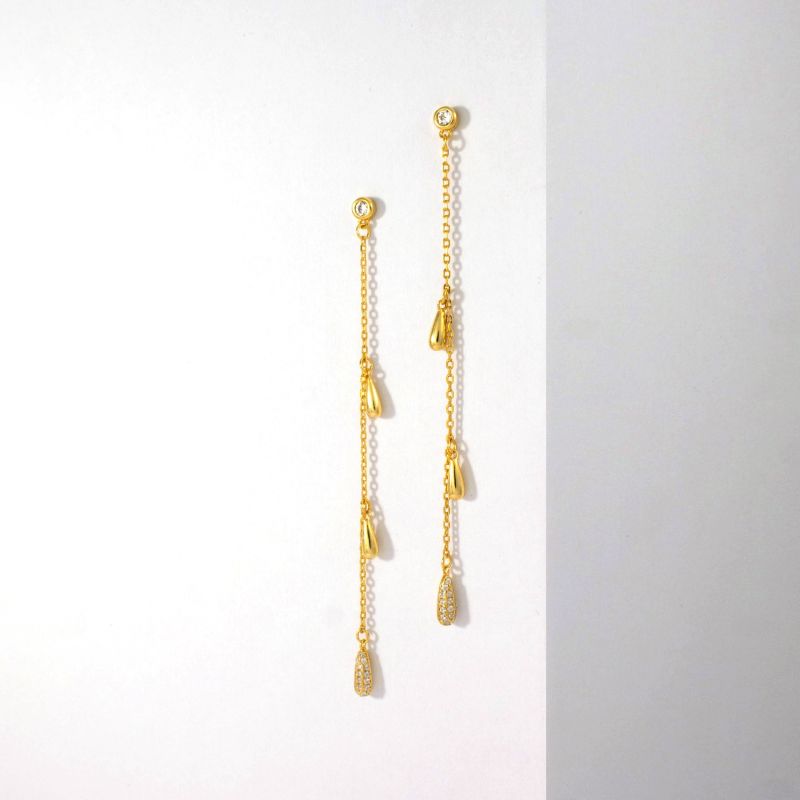 Dangling Droplets Gold Earrings image