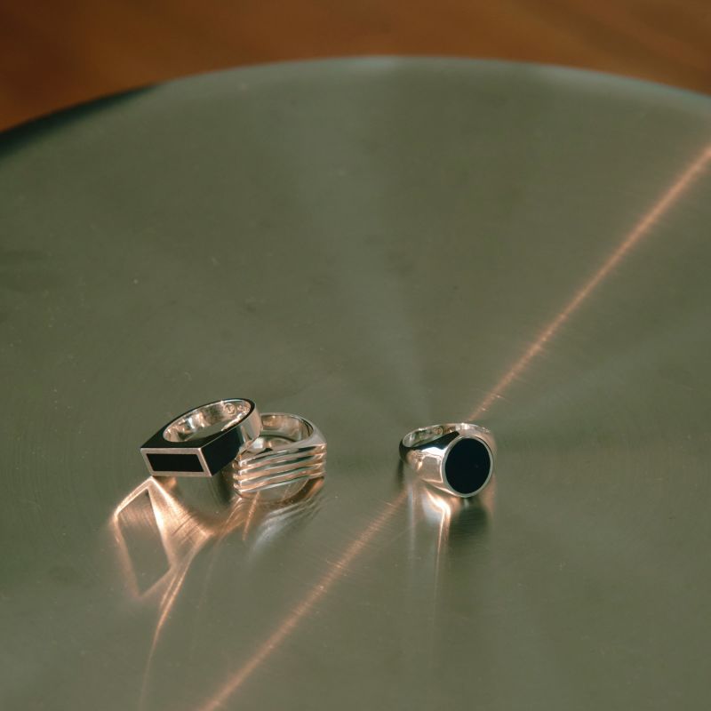 Black Onyx Signet Ring - Black, Silver image