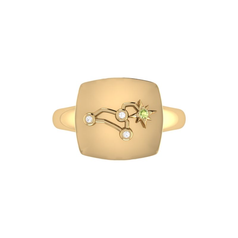 Leo Lion Constellation Signet Ring In 14 Kt Yellow Gold Vermeil image