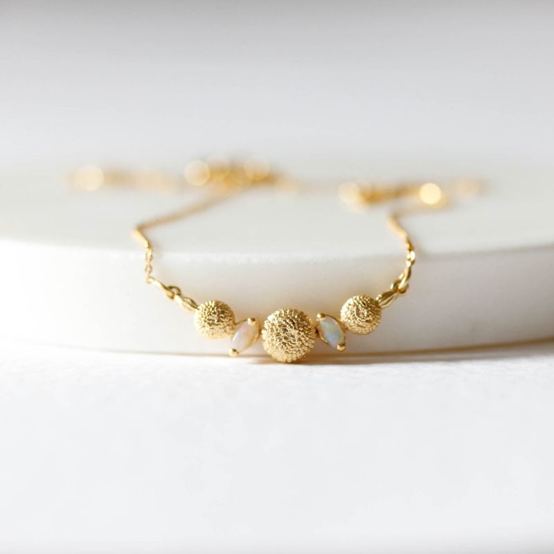 Dahlia Opal Necklace -Gold image