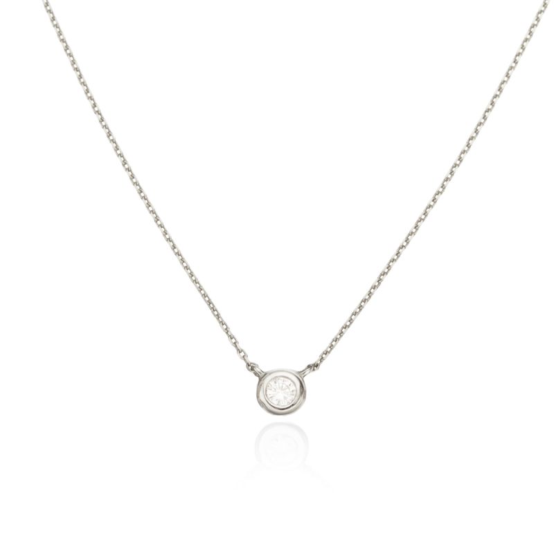 Solid White Gold Floating Diamond Necklace image