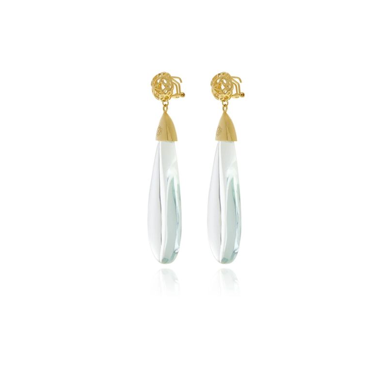Clear Signature Gold Drop Crystal Earrings image