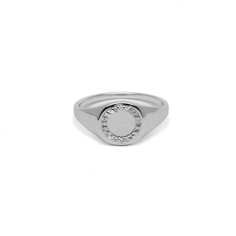 Diamond Halo & Sterling Silver Signet Ring For Men image