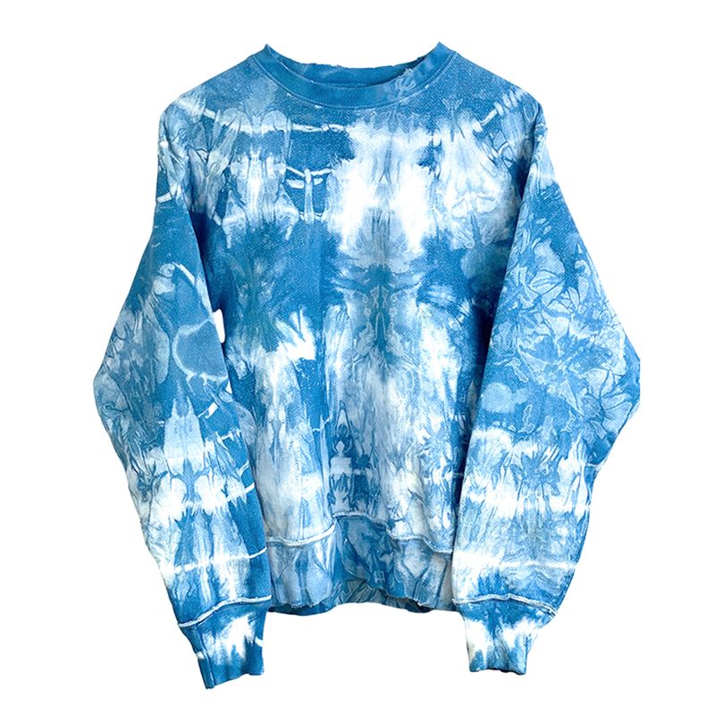 Indigo Shibori Tie Dye Reconstructed Sweatshirt - Blue image