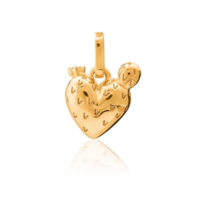 Exquisitely Detailed Nopal Heart Charm Handmade In 18K Gold image