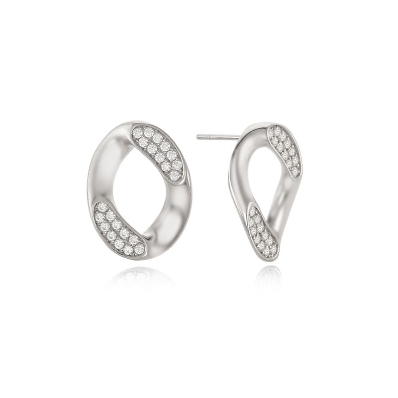 Rascas Short Chain Sole Link Cubic Earrings in White Gold 925 Silver image