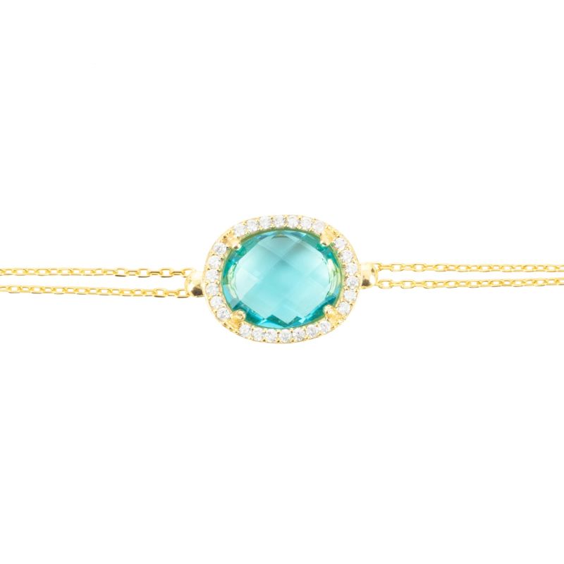 Beatrice Oval Gemstone Bracelet Gold Blue Topaz Hydro image