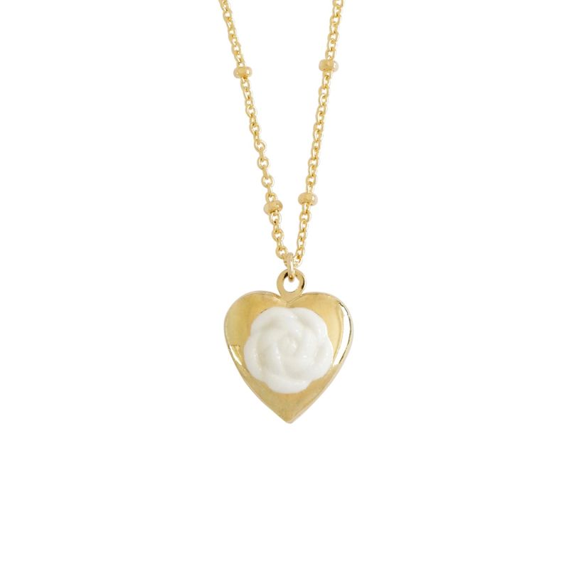 Mini Camellia Heart Locket Pendant Necklace image