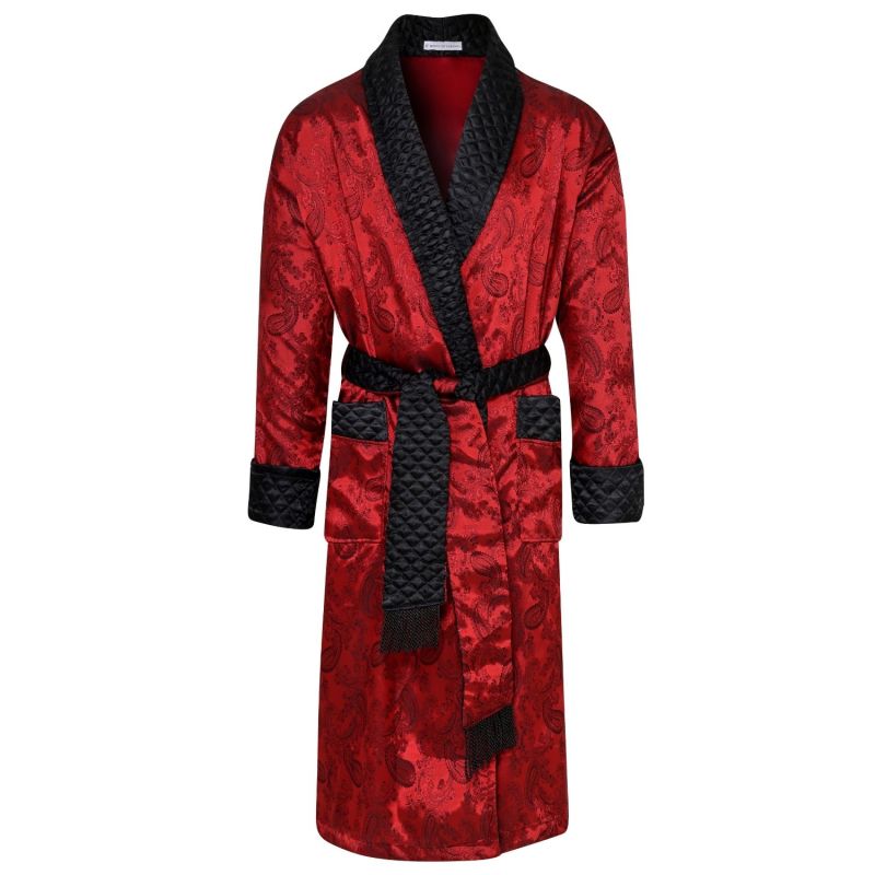 Gable Mens Long Smoking Jacket - Claret image