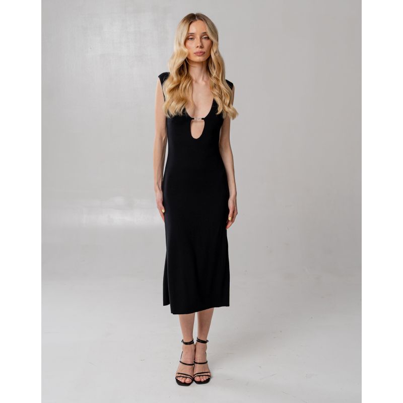 Gaia Cut Out Midi Black Dress image