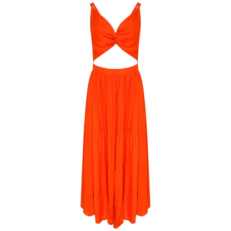 Gaia Midi Dress With Front Cut Out - Orange image