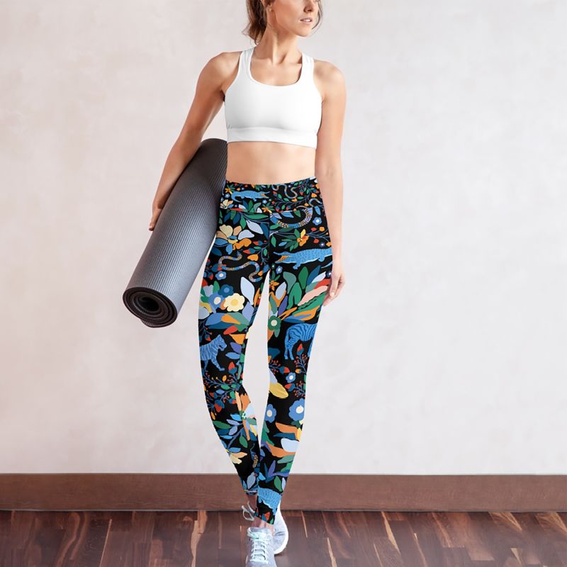 High Waist Yoga Leggings In Night Zoo image