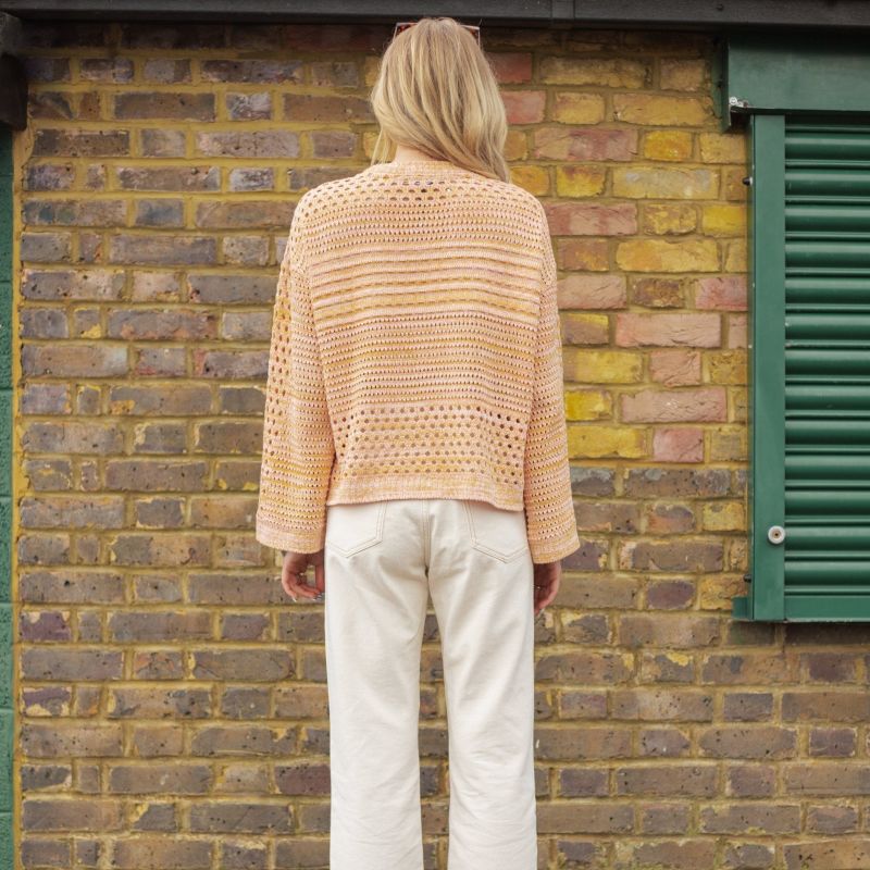 Gala Recycled Cotton Mix Pointelle Wide Sleeve Jumper - Orange image