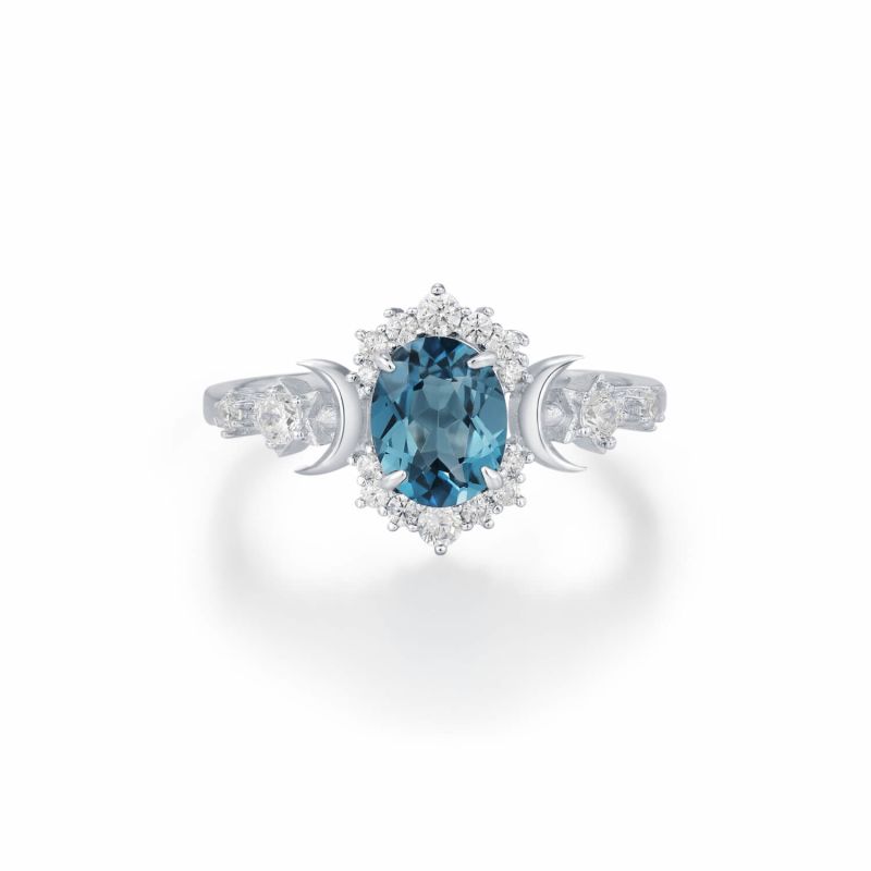 Galactic London Blue Topaz Ring White Gold Vermeil image