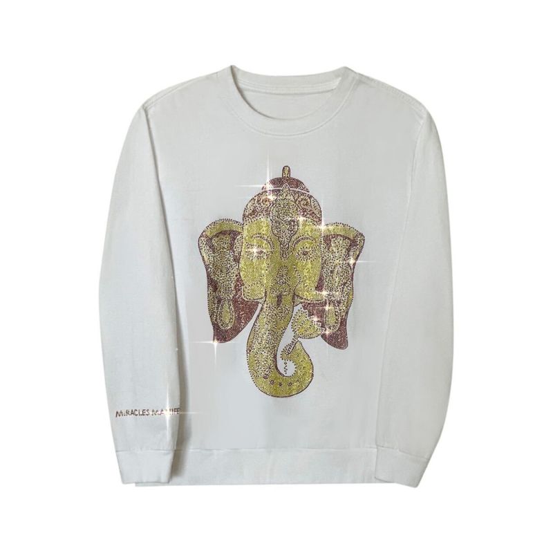 Ganesha For Success - Rhinestoned Sweatshirt - White image