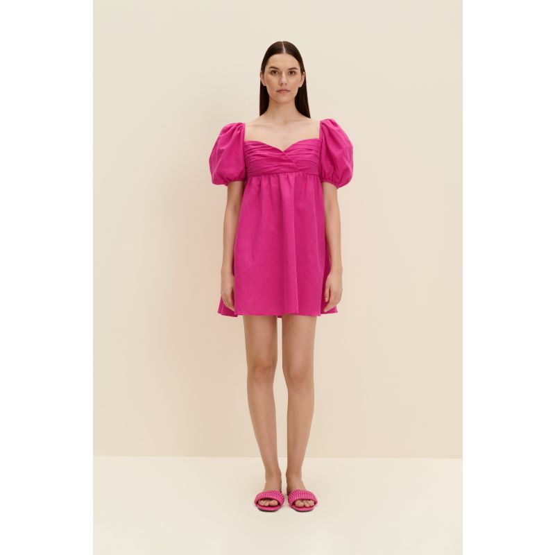 Gathered Mini Dress In Hot Pink image