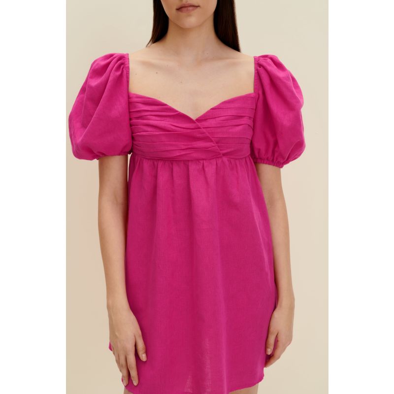 Gathered Mini Dress In Hot Pink image