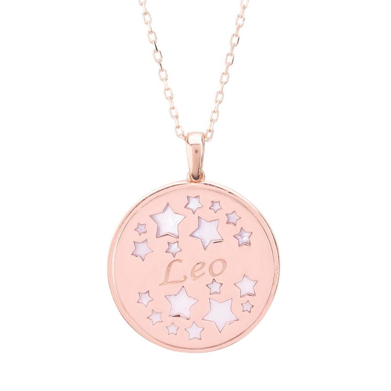 Zodiac Mother Of Pearl Gemstone Star Constellation Pendant Necklace - Leo image