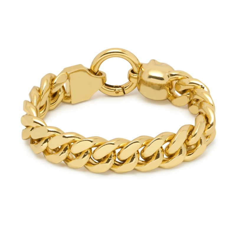 Atticus Skull Curb Chain Bracelet In Gold image