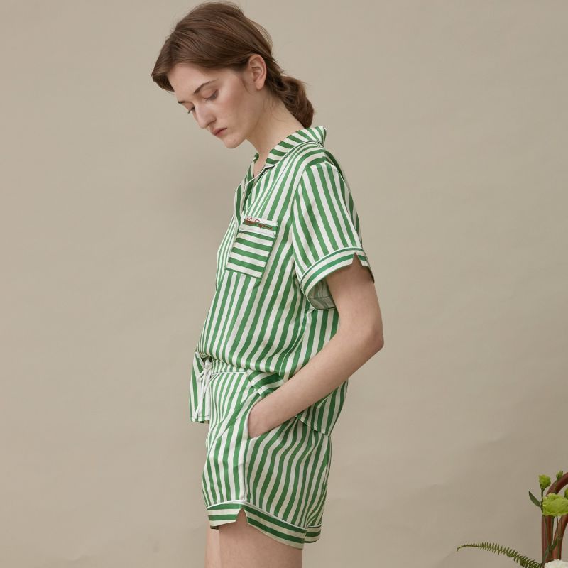 Silk Striped Short Pajama Set image