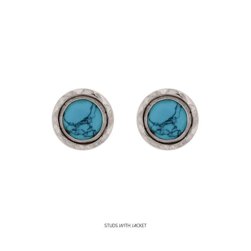 Maya Silver Stud Earrings - Turquoise image