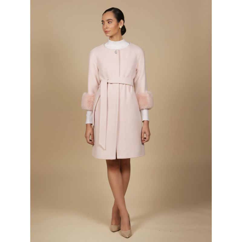 'Madame De Pompadour' 100% Italian Cashmere & Virgin Wool Coat In Rosa image