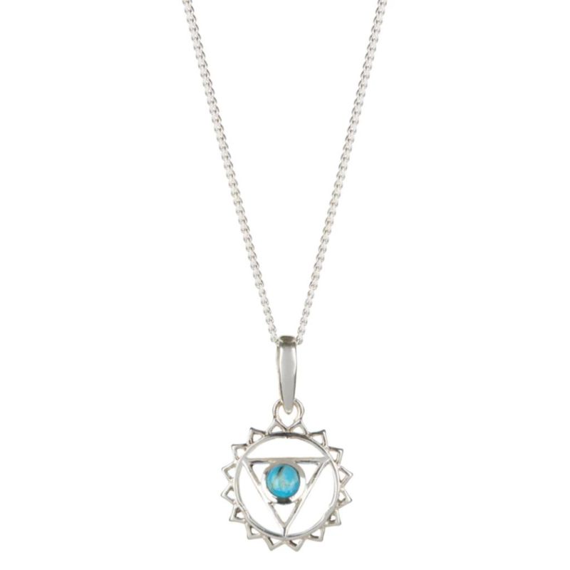 Throat Chakra Silver Necklace - Turquoise image