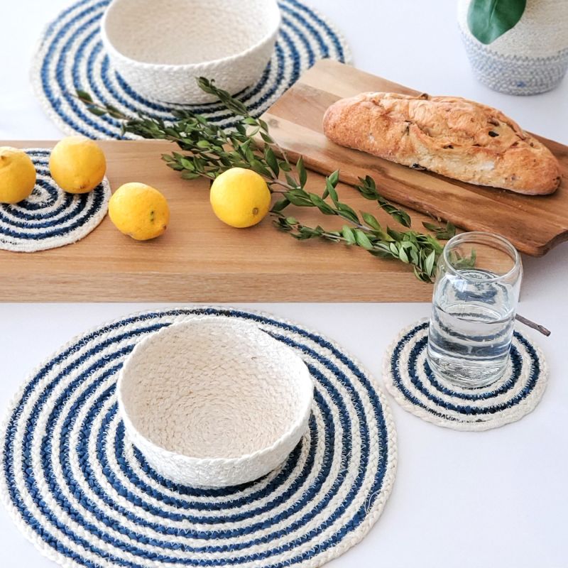 Kata Spiral Placemat In Blue - Set Of 4 image