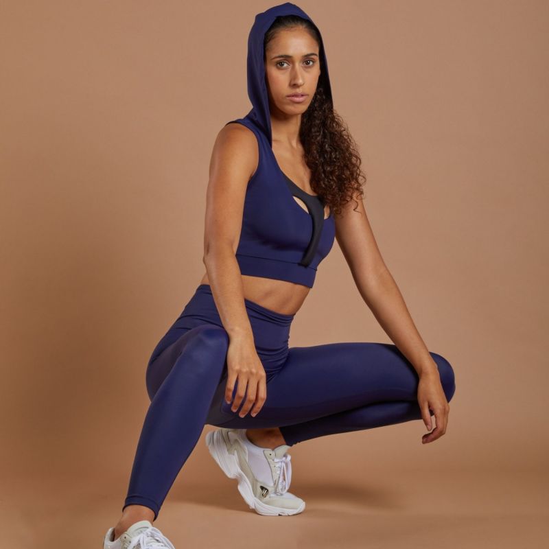 Hooded Sports Bra - Blue, NUMBAT