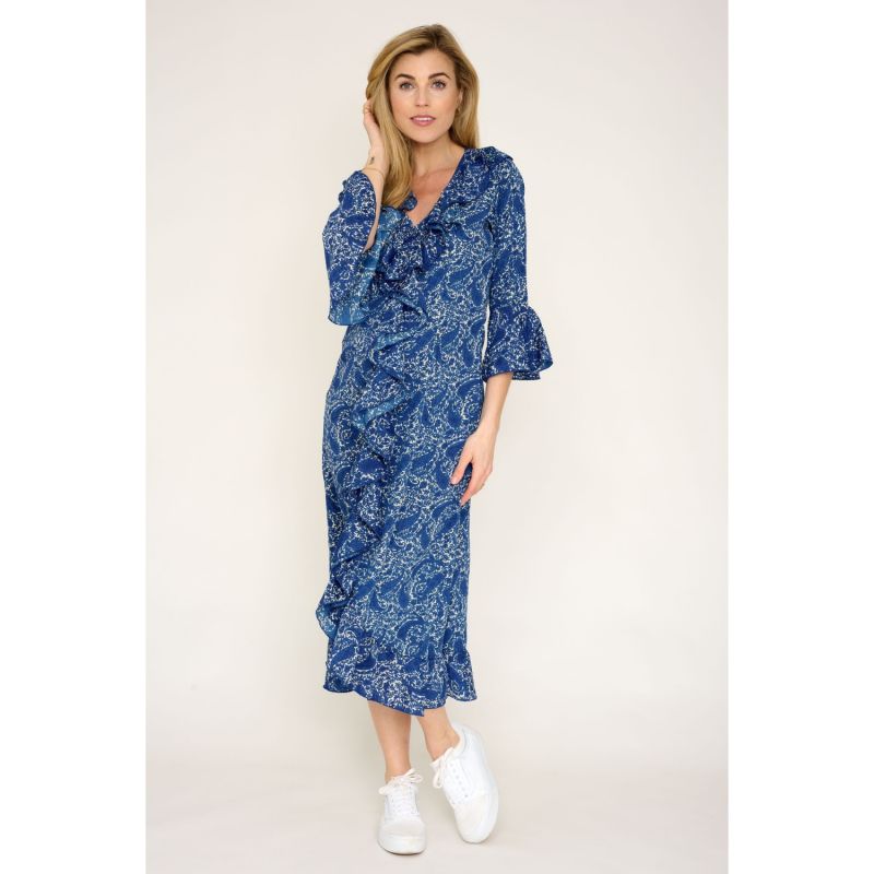 Felicity Midi Dress In Cobalt Paisley | At Last... | Wolf & Badger