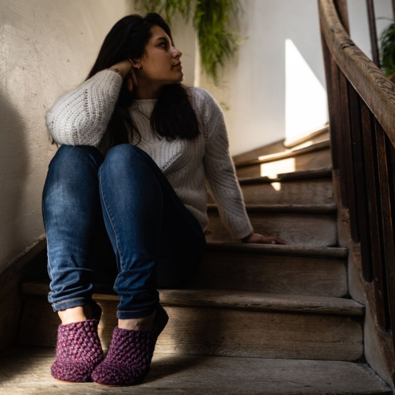 Handmade Bamboo Wool Slippers In Lavender Purple image