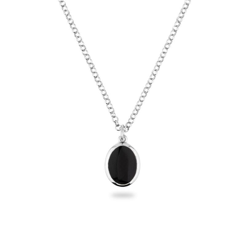 Silver Jamestown Black Onyx Oval Stone Pendant & Necklace image