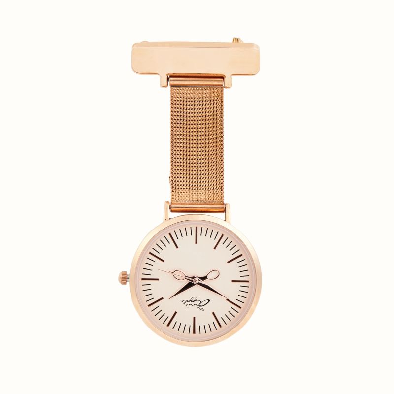 Annie Apple Aurora Rose Gold Mesh Nurse Fob Watch image