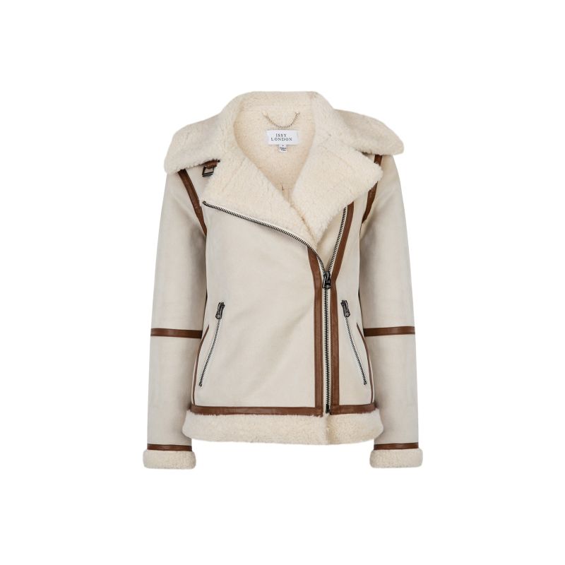 Kate Faux Shearling Biker Jacket Cream image