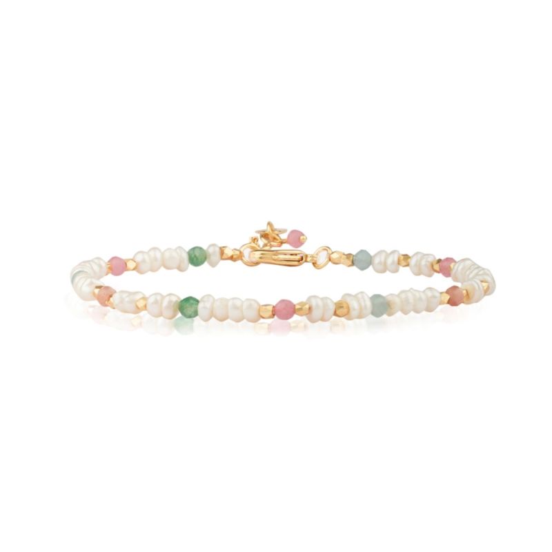 Gemma Bracelet With Semi-Precious Stones, Golden Nuggets And Pearls image