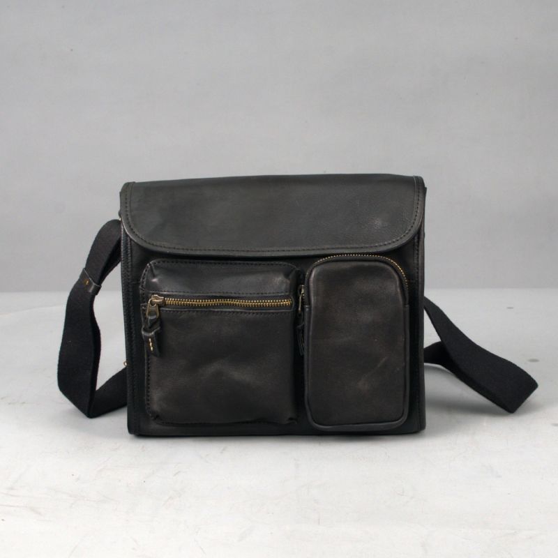 Genuine Leather Crossbody Bag - Black image