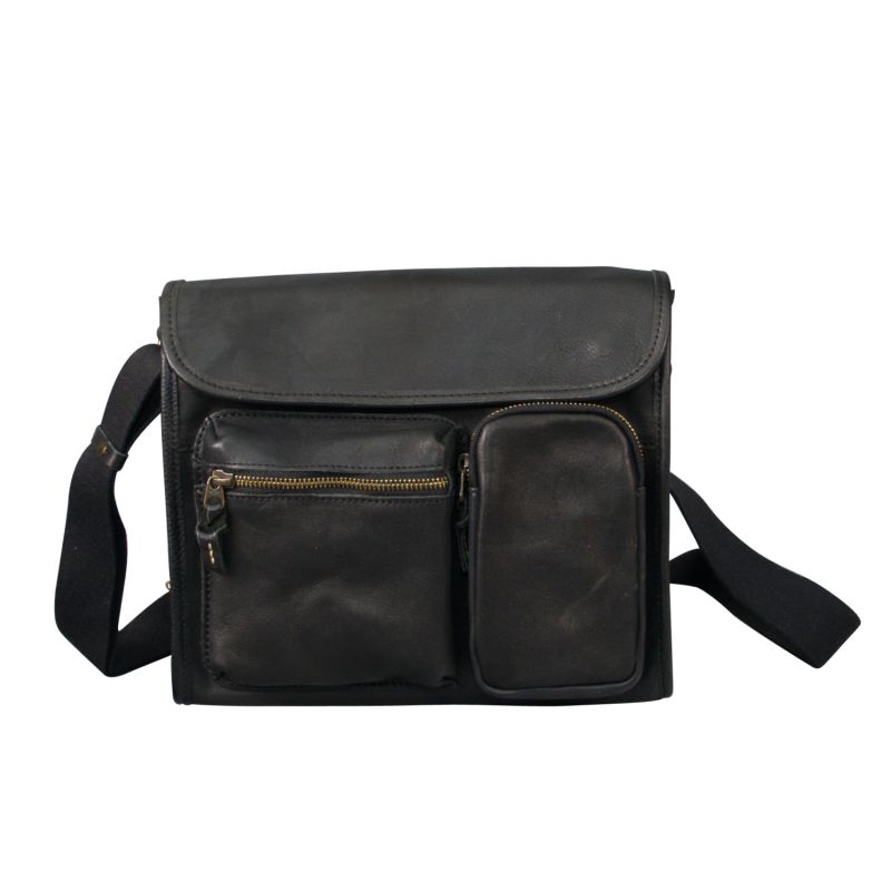 Genuine Leather Crossbody Bag - Black image