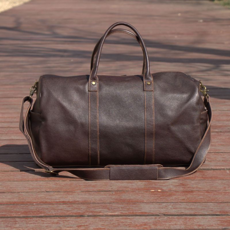 Genuine Leather Holdall - Taupe Brown image