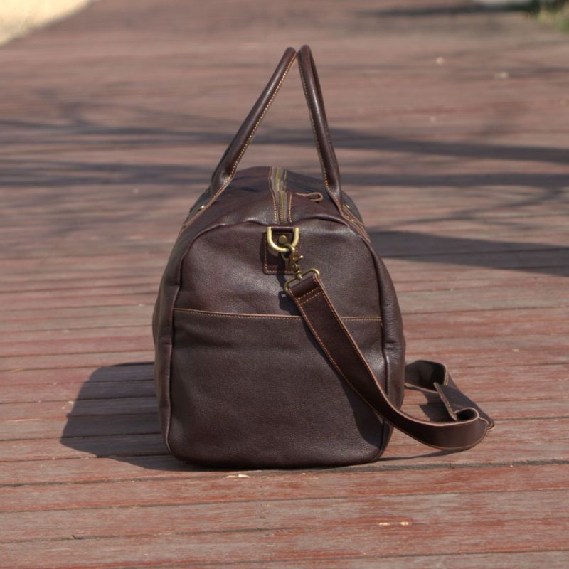 Genuine Leather Holdall - Taupe Brown image