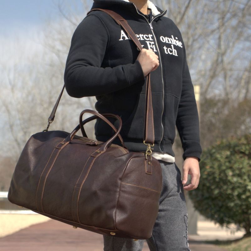 Genuine Leather Holdall - Taupe Brown image