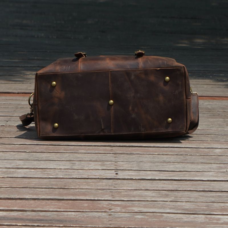 Genuine Leather Holdall - Worn Dark Brown image