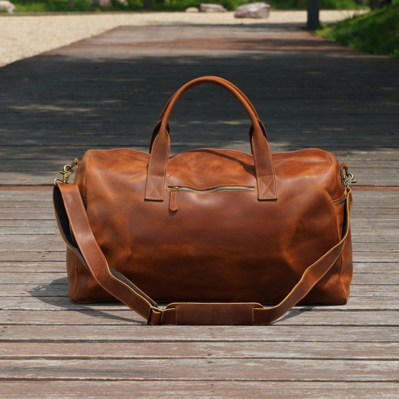 Genuine Leather Weekend Bag - Brown image